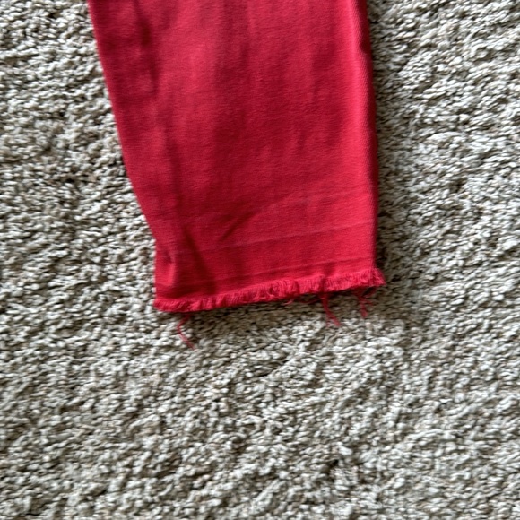 Muted red jeans. Waist is 15”, rise is 10” and length is 27” - Picture 5 of 7